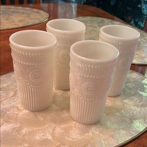 Set of milk glass tumblers